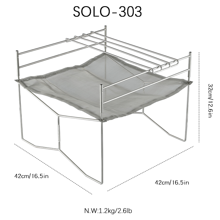 Portable Mesh Fire Pit with Cooking Grate with Bag #SOLO-303