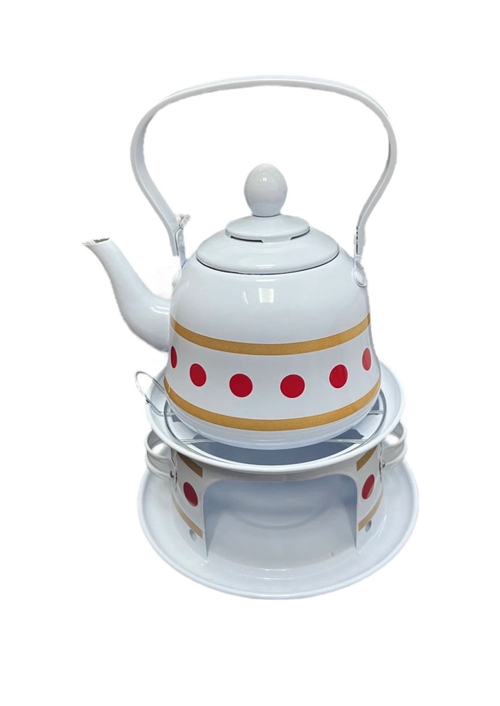 Whistling Kettle and Burner 1 liter Dot pattern