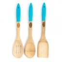 KITCHEN BAMBOO UNTENCILS SET OF 3 PCS WITH SILICONE HANDLE FROM AL-RIMAYA #22-3011