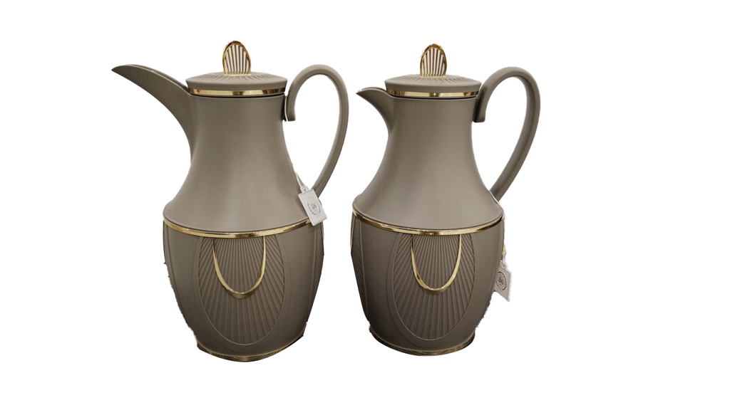 Deva Thermos 2 pcs set of 1 Liter from Alsaif Dark Grey & Gold #k191592-2MDSG
