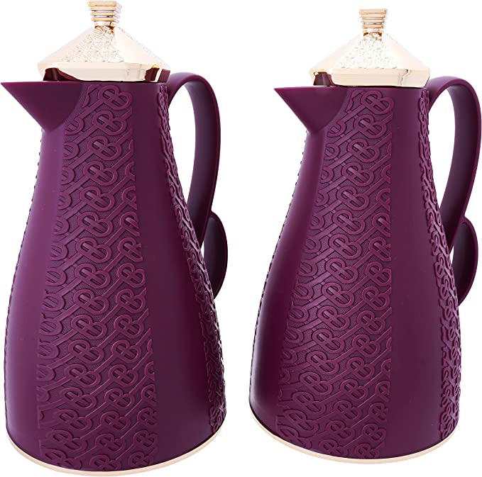 Deva Thermos 2 pcs set of 1 Liter from Alsaif Matt Red & Gold #k191597-2MDRDG