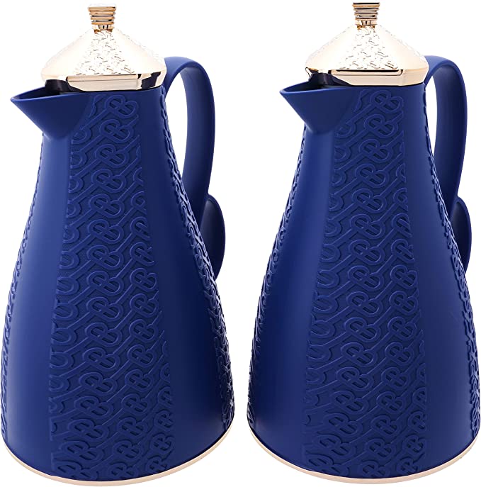 Deva Thermos 2 pcs set of 1 Liter from Alsaif Navy Blue & Gold #k191597-2MDBLG