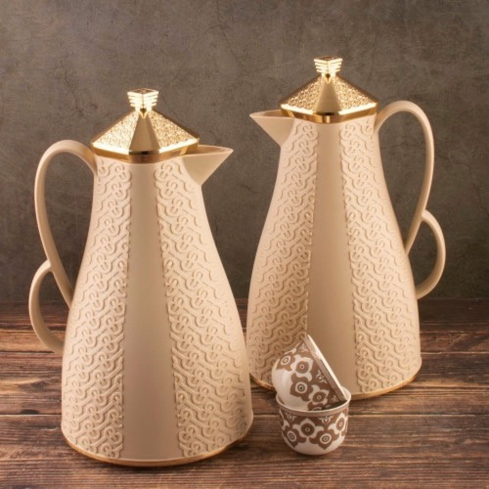 Deva Thermos 2 pcs set of 1 Liter from Alsaif Brown & Gold #k191597-2MLCFG