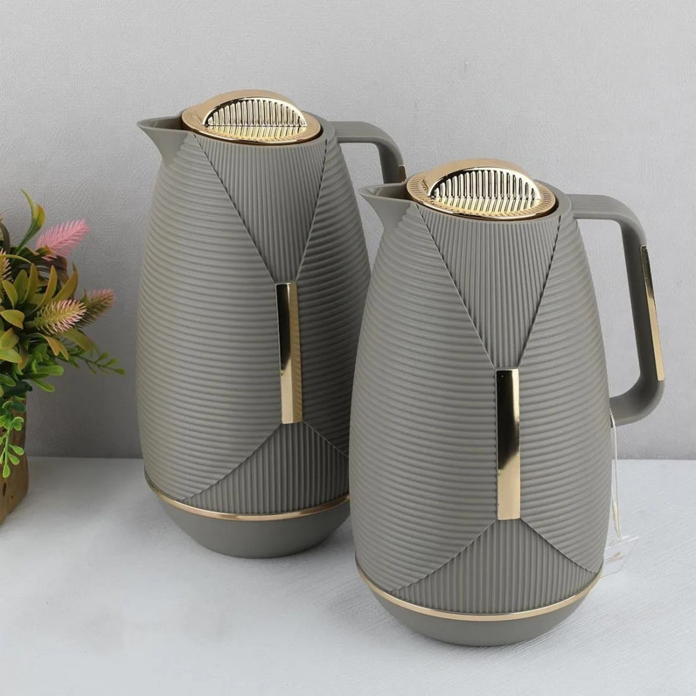 Deva Thermos 2 pcs set of 1 Liter from Alsaif Dark Grey & Gold #k191615-2MDSGG