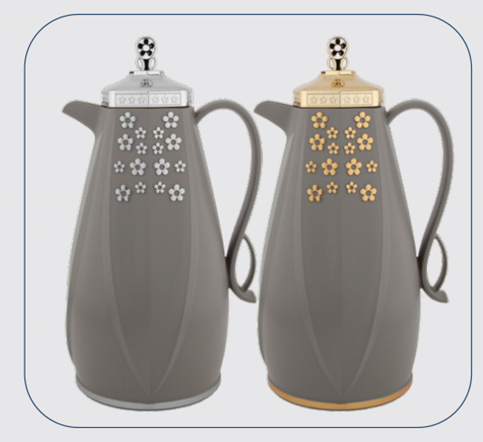 Deva Thermos 2 pcs set of 1 Liter from Alsaif Dark Grey & Gold  #k191617-2MDSGG