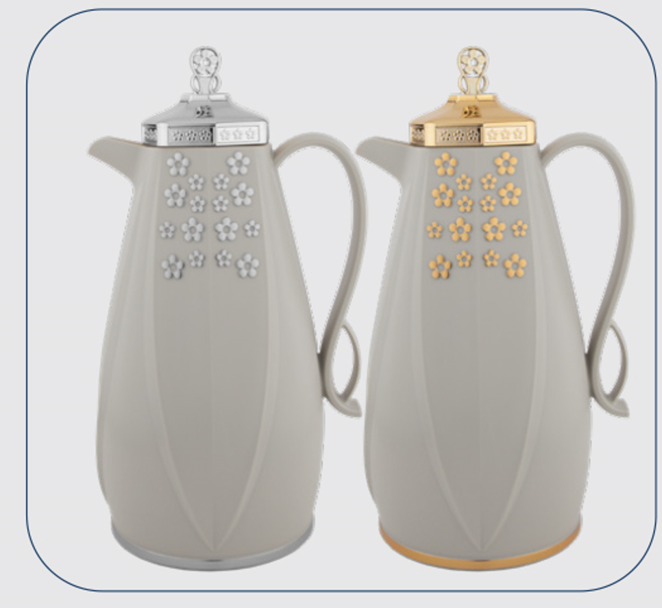 Deva Thermos 2 pcs set of 1 Liter from Alsaif Grey & Gold #k191617-2MLSGG