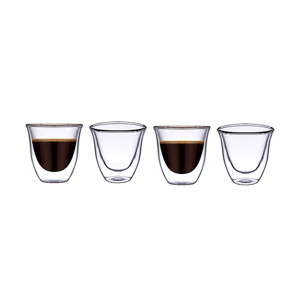 BLACKSTONE Double Wall Glass Coffee Cups, suitable for coffee, 4PC SET 70ML #DG501