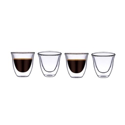 [05901] BLACKSTONE Double Wall Glass Coffee Cups, suitable for coffee, 4PC SET 70ML #DG501