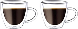[05912] BLACKSTONE Double Wall Glass Tumbler Cups, Suitable for coffee or tea, Coffee cups 2PCS SET 80ML #DH908