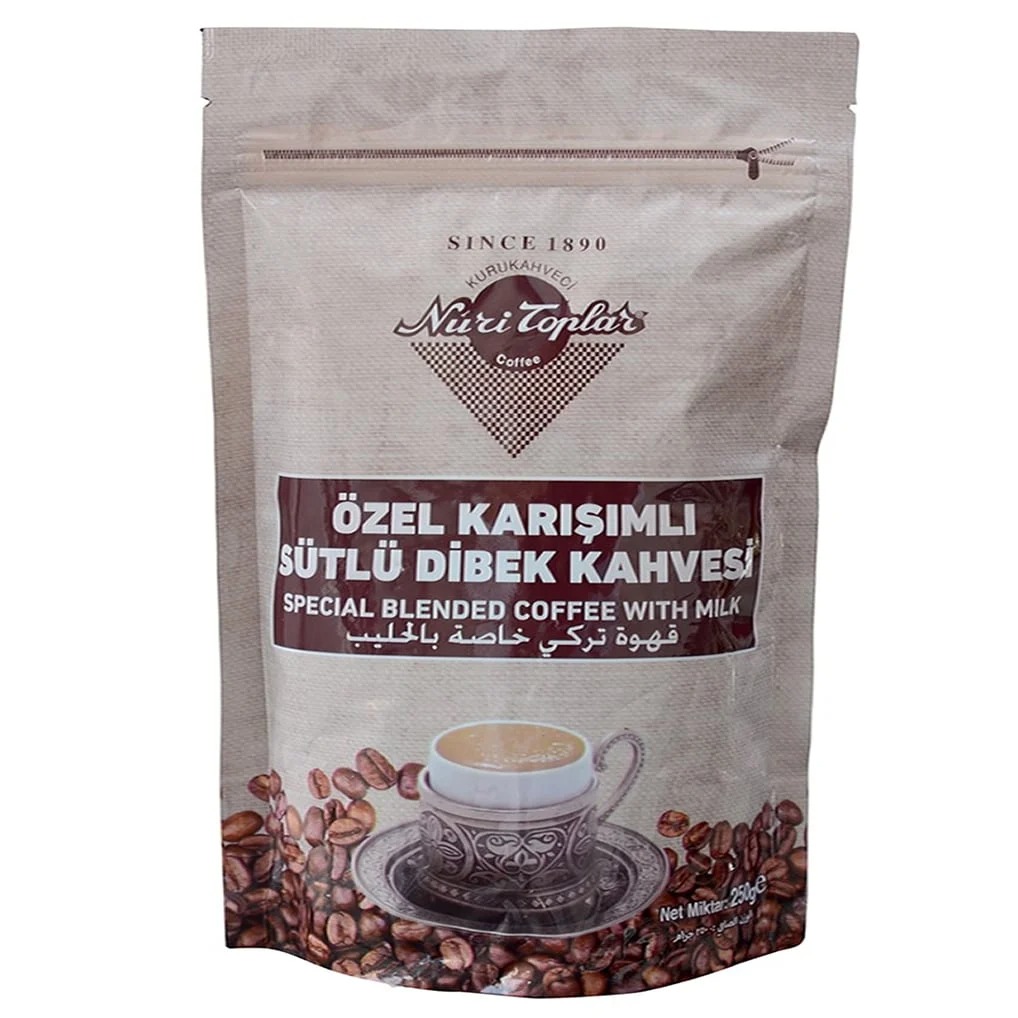 SPECIAL BLENDED TURKISH COFFEE WITH MILK FROM NURI TOPLAR 250g