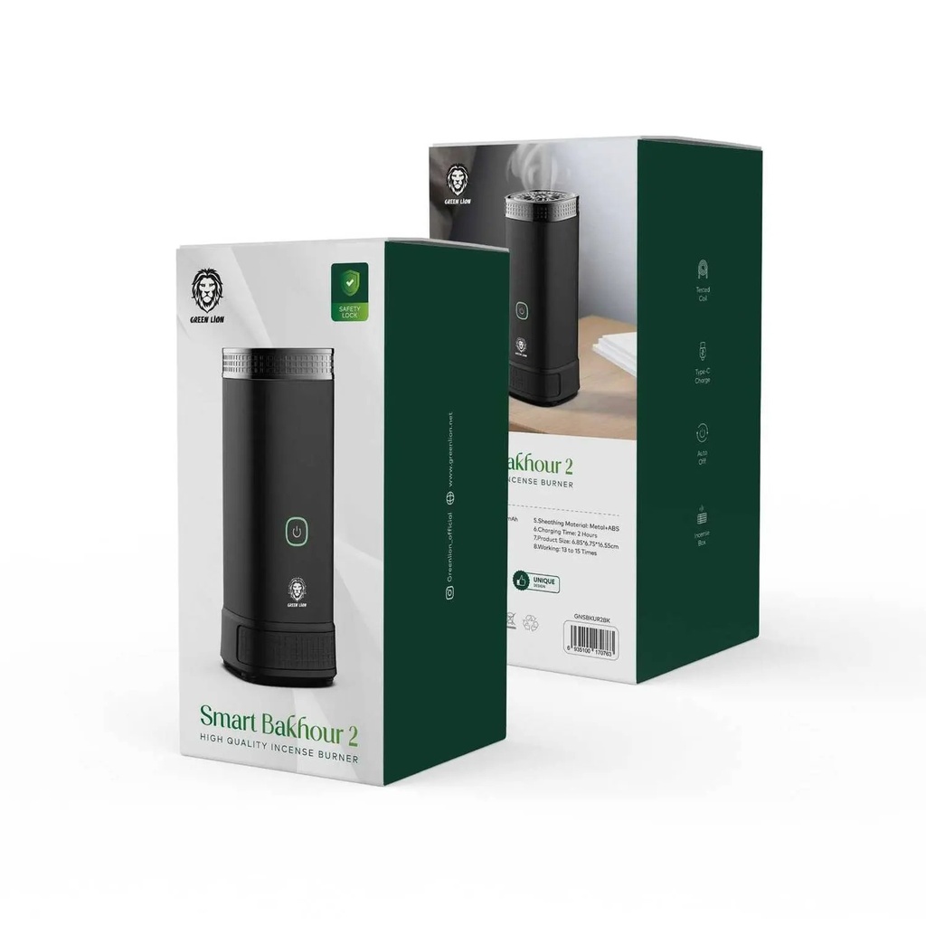 Green Lion Smart Bakhour 2 High Quality Incense Burner 2000mAh - Black