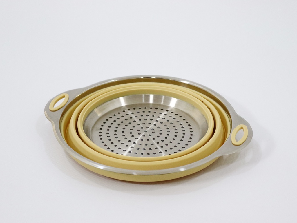 ALHOR FOLDABLE SILICONE COLANDER WITH STAINLESS STEEL HOLES