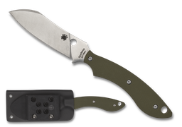[06290] Spyderco Drop Point Fixed Blade Knife Satin Plain Blade, OD Green G10 Handles #FB50GPOD