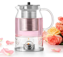 Al Samadoy Heat Resistant Glass Tea Pot With Candle Holder 600 ml #96093/4/2