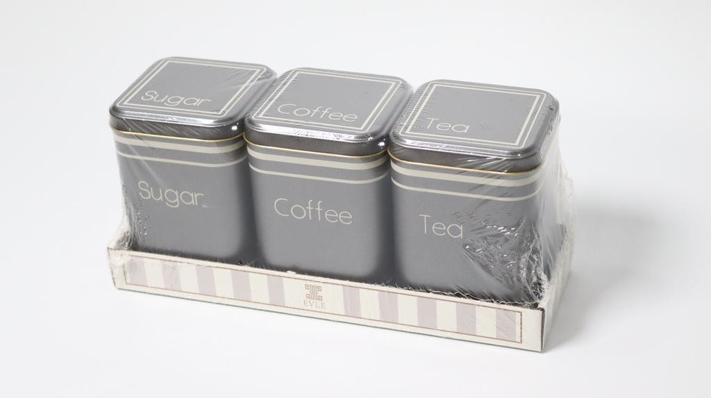 3 PCS SET SQUARE CANISTER SILVER DESIGN FROM ALSAIF #K8230201