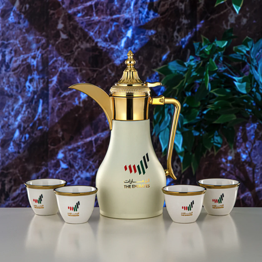 [07075] Almarjan 5 pcs Coffee Set dallla & 4 Coffee Cups (GOLD)