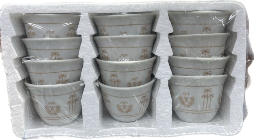 [07220] Palm Tree Pattern Coffee Cups Set OF 12 Pcs #WL-06
