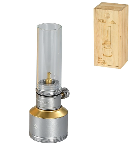 [07675] Camping Gas Lantern with Wooden Lantern Case and Empty Tank #T-1D15