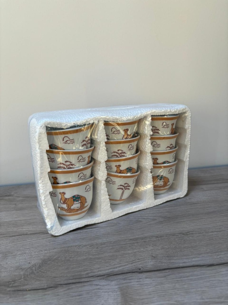Coffee Cups medium Set of 12 pcs Camel pattern #CW120C1