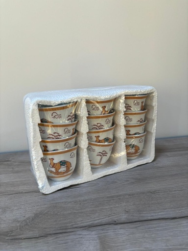 [07801] Coffee Cups medium Set of 12 pcs Camel pattern #CW120C1