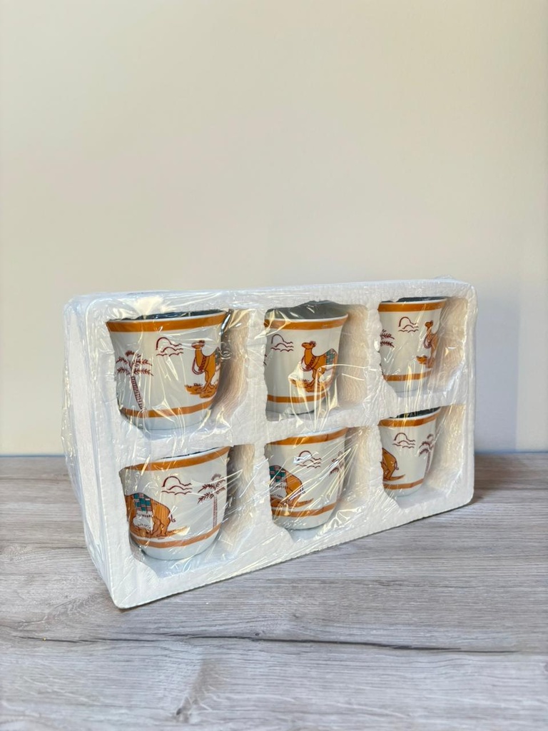 Coffee Cups Large Set of 6 pcs Camel pattern #CW150C1