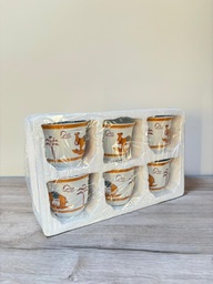 [07820] Coffee Cups Large Set of 6 pcs Camel pattern #CW150C1