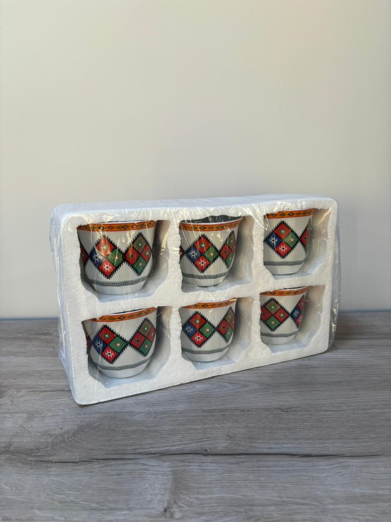 Coffee Cups Large Set of 6 pcs Sadu pattern #CW200A