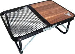 [08328] طاولة رحلات قابلة للطي ميني مع شبك - لون خشبي