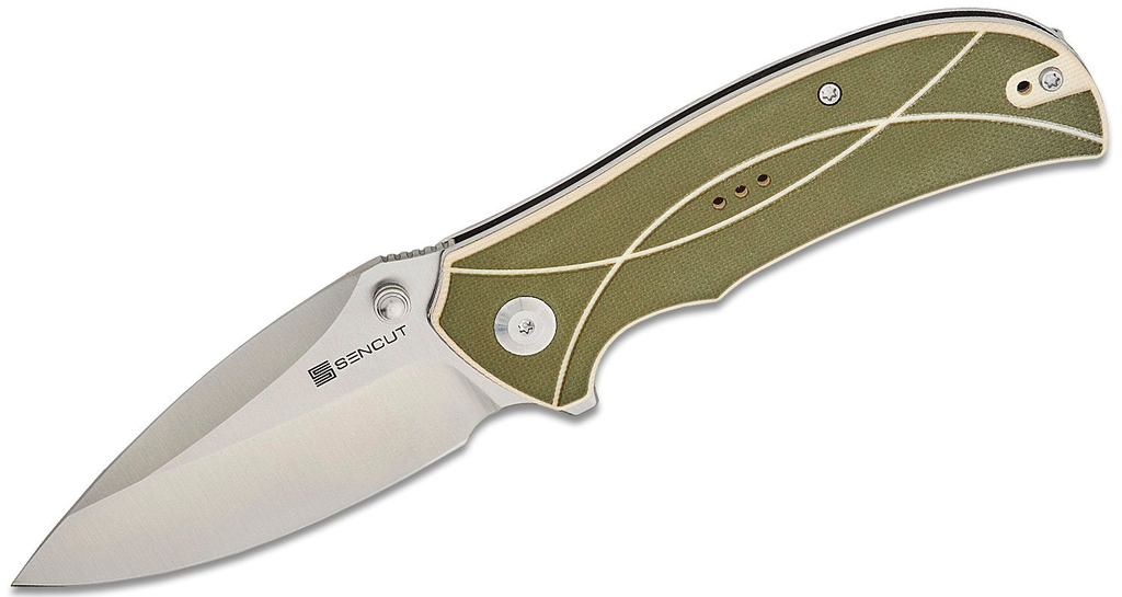 SENCUT Hyrax Green / Ivory G10 Handle Satin Finished 9Cr18MoV Blade #S23097-2
