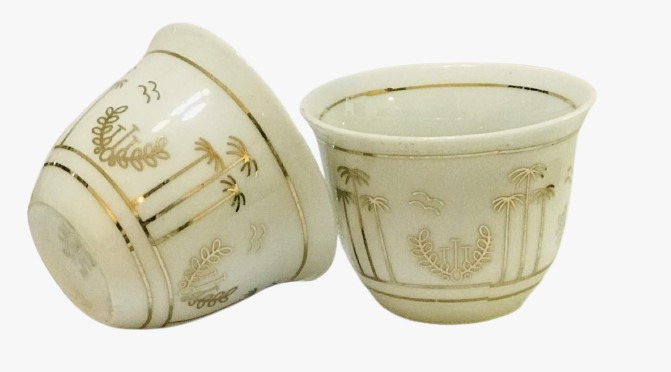 Arabic Coffee Cup Palm Pattern Set of 12 pc #CC080B