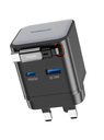 Powerology GAN PD65W Dual-Port Charger + Cable Charger with Retractable Cable