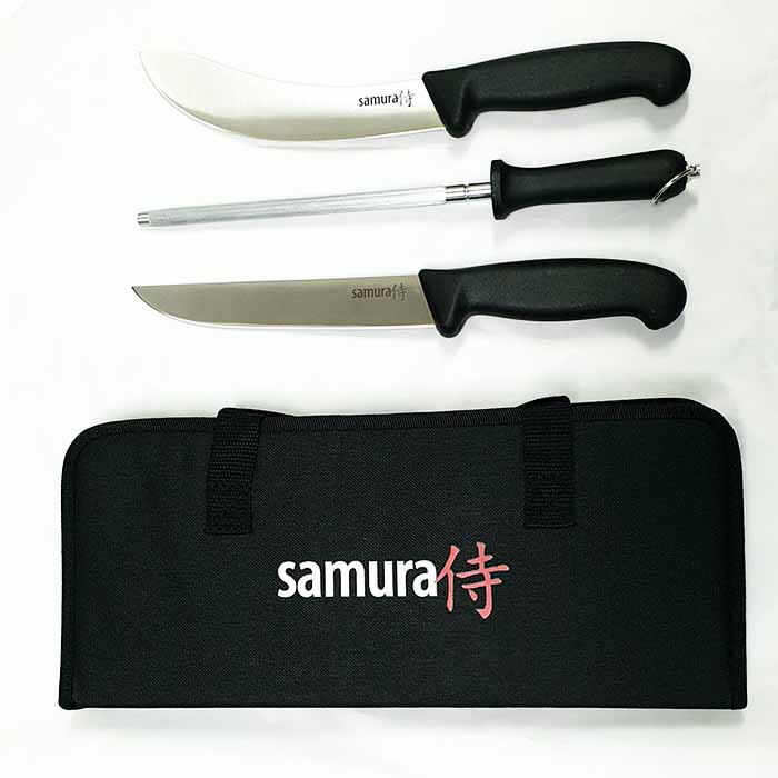 [00792] طقم سكاكين سامورا 2 سكين مع  مسن و شنطة #SBU-0230