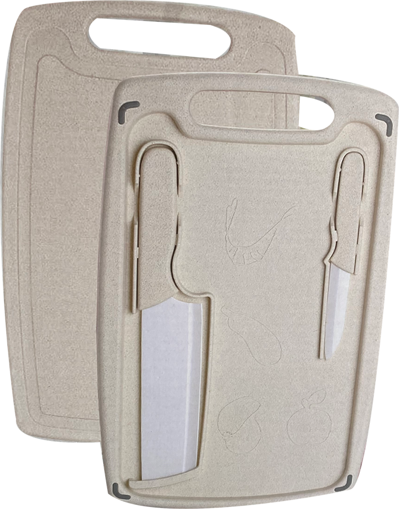 [01183] CUTTING BOARD WITH 2 KNIVES ALBARARI YEH-735