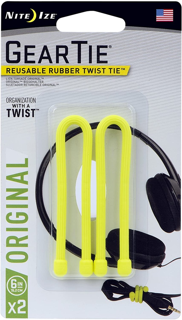[03144] Nite Ize GT6-2PK-33 Gear Tie 6"" - Neon Yellow 2PK **EOL**" NI5006