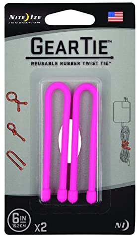 [03145] Nite Ize GT6-2PK-35 Gear Tie 6"" - Neon Pink 2PK **EOL**" NI5007