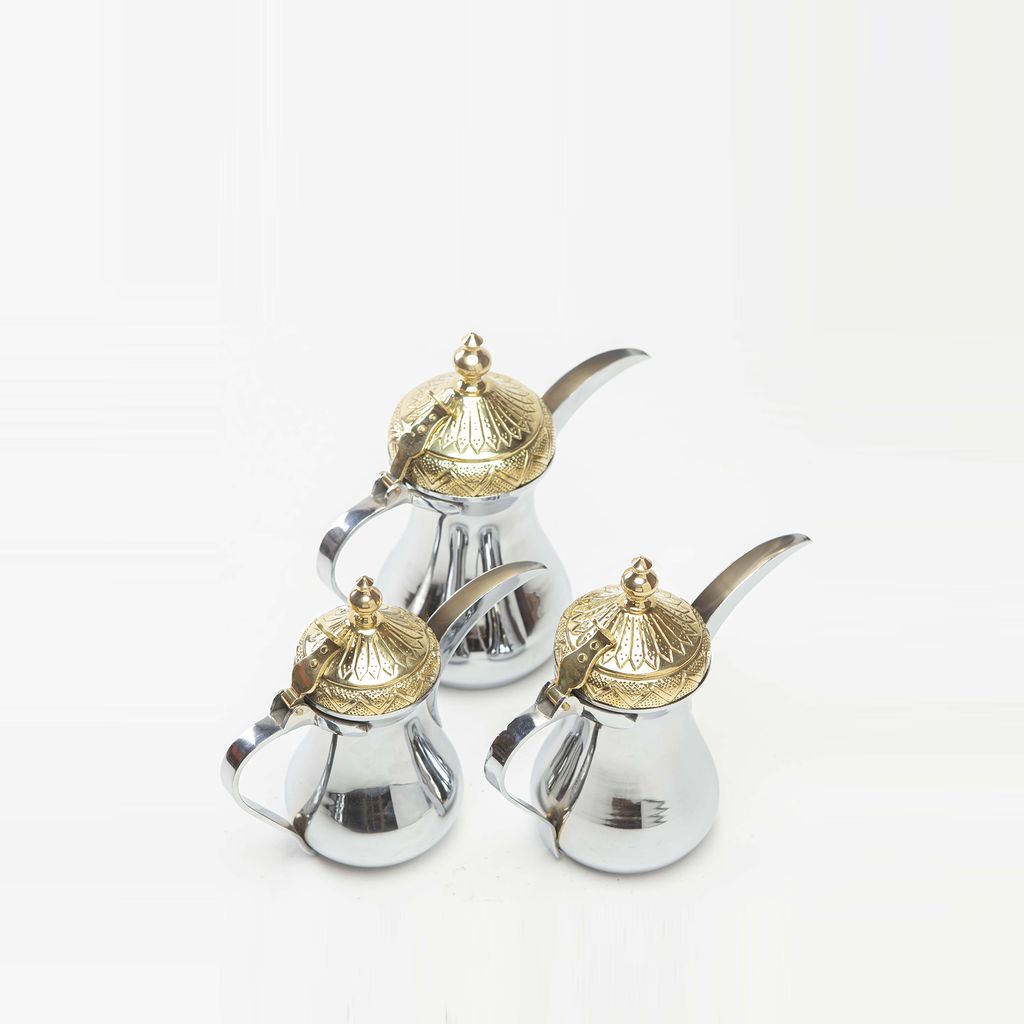 [03514] طقم دلة بغدادي مطور غطاء ذهبي الجبر 4445
