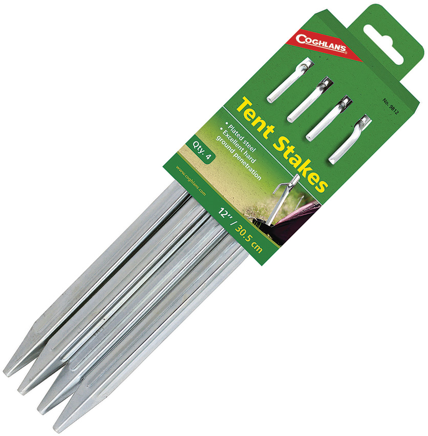 [02465] 12" Steel Tent Stakes- pkgd