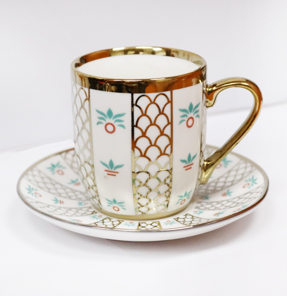 [03687] طقم فنجان قهوة تركي مع صحن بداوي YDY-120CS-001
