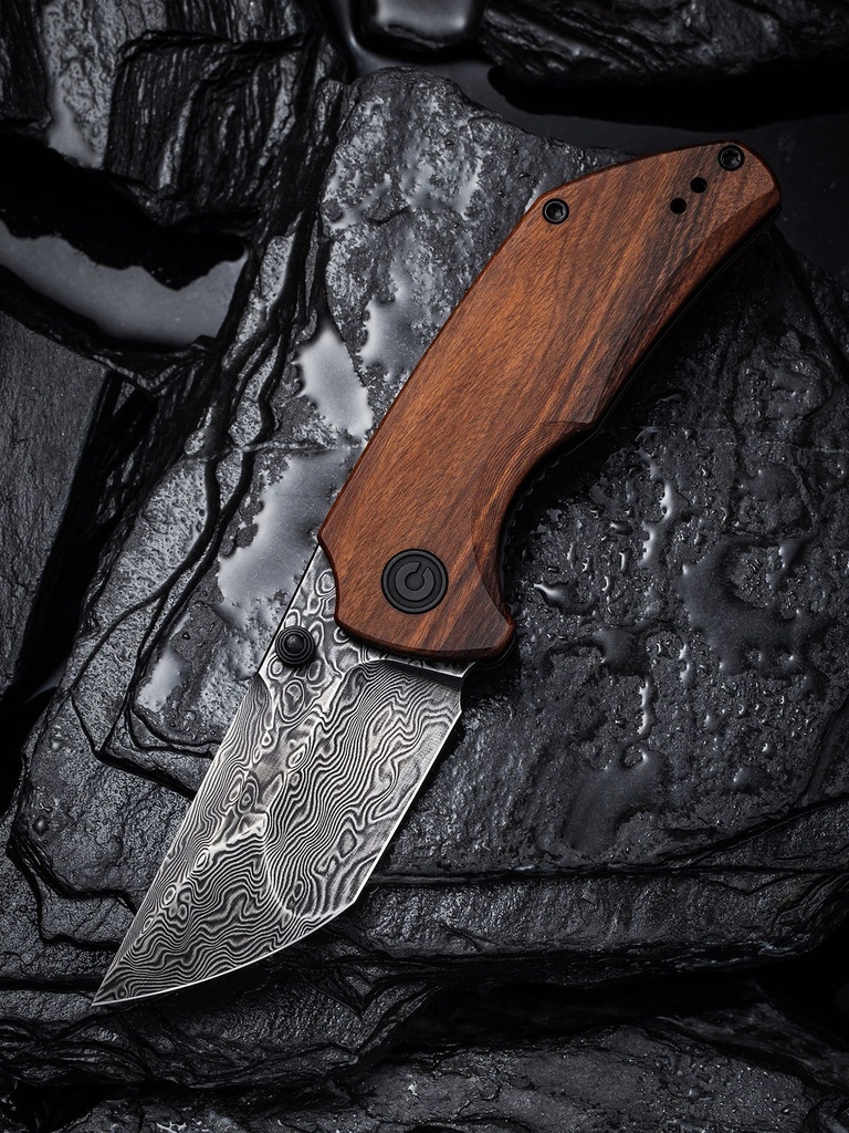 [04108] CIVIVI Thug 2 Thumb Stud Knife Wood Handle Damascus Blade #C20028C-DS1