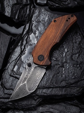 CIVIVI Thug 2 Thumb Stud Knife Wood Handle Damascus Blade #C20028C-DS1