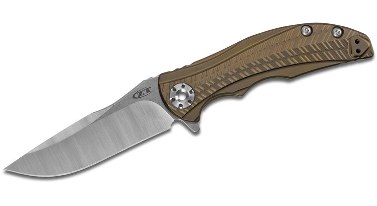 [04144] ZT Folding Knife CPM-20CV Two-Tone Blade, Bronze Anodized Titanium Handles #ZT0609