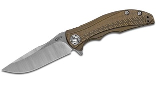 ZT Folding Knife CPM-20CV Two-Tone Blade, Bronze Anodized Titanium Handles #ZT0609