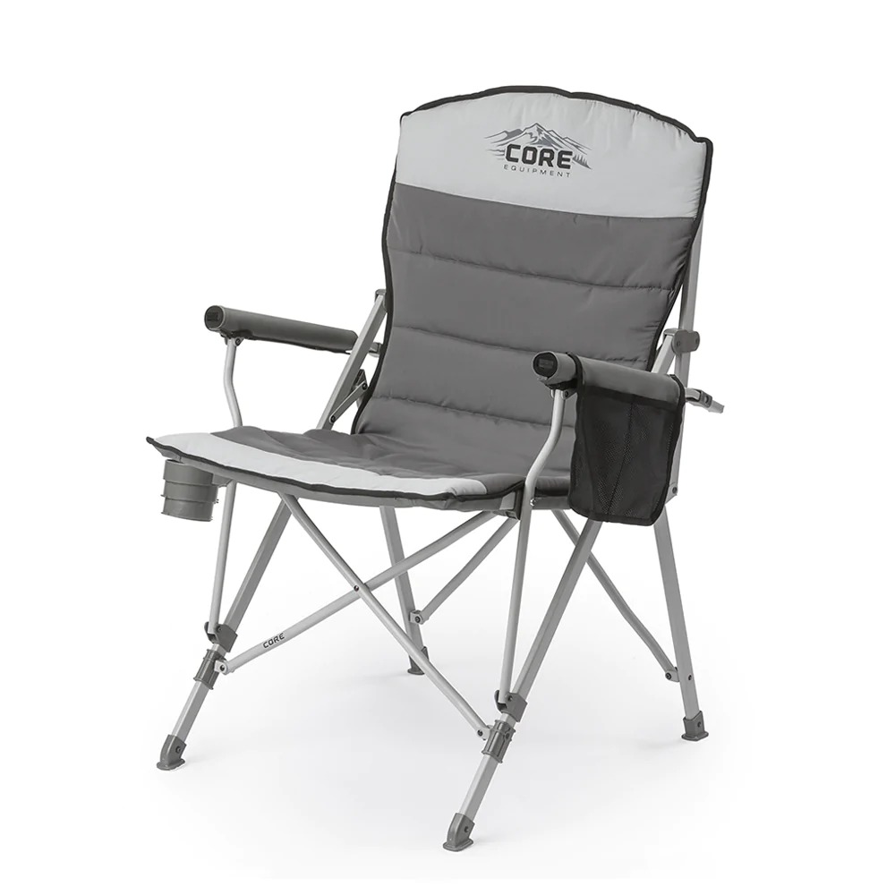 [04681] PADDED HARD ARM  CHAIR GREY #40021