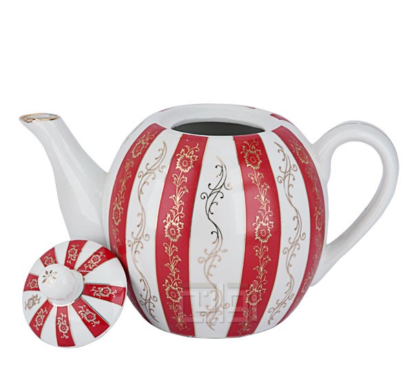 [04804] Porcelain Red Tea pot, Kuwaiti pattern 1500