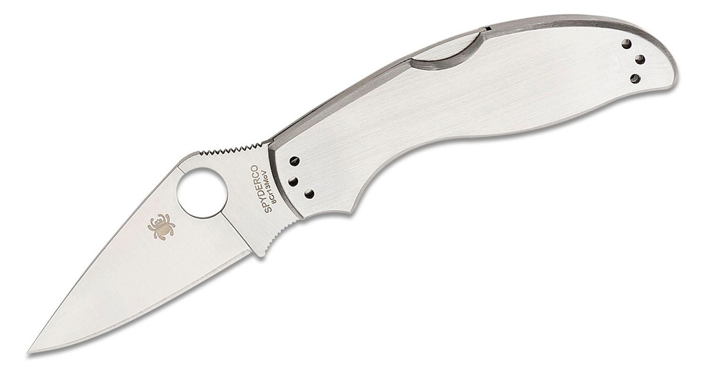[04994] UpTern Folding Knife Satin Plain Blade, Stainless Steel Handles #C261P