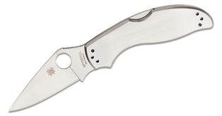 UpTern Folding Knife Satin Plain Blade, Stainless Steel Handles #C261P