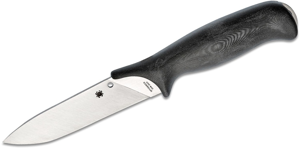 [04997] Zoomer CPM-20CV Satin Plain Blade, Black G10 Handles, Leather Sheath #FB42GP