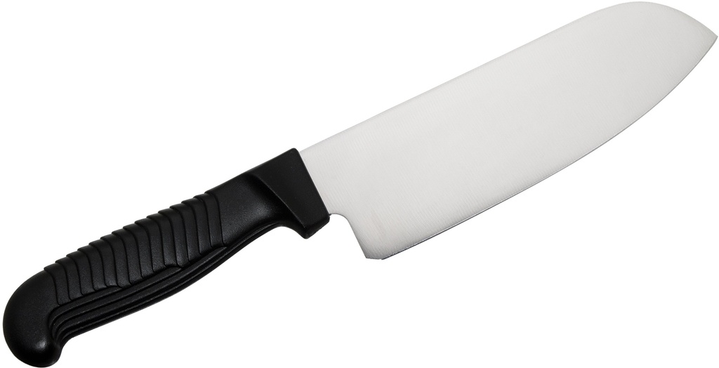 [05001] Santoku Knife 7" Plain Blade, Black Polypropylene Handle #K08PBK
