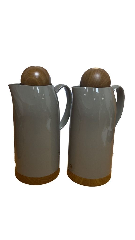 [05191] طقم دلة ديفا قطعتين 1 لتر مطفي رمادي مذهب #k191619-2DSGY