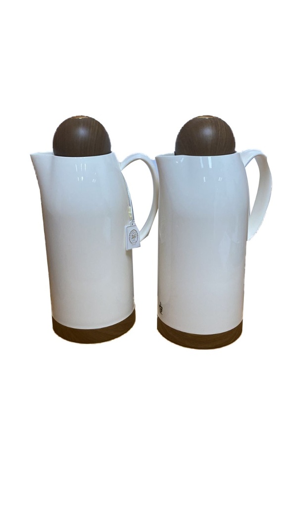[05192] طقم دلة ديفا قطعتين 1 لتر مطفي لؤلؤي مذهب #k191619-2IVY